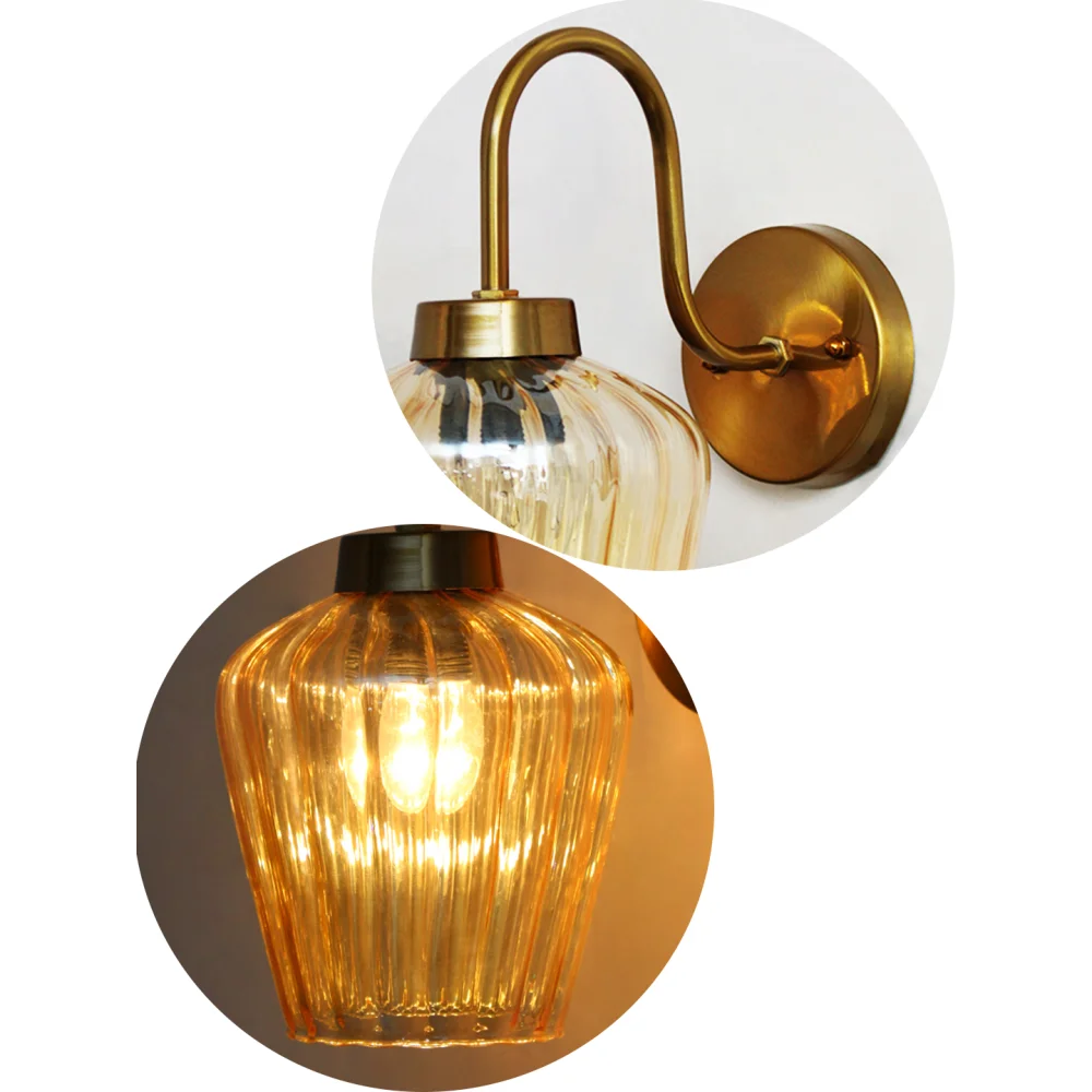 Fluted Gold Down Tulip Shape Brass Wall Light with E27 Holder | SKE-140063_FGDTSG-WL