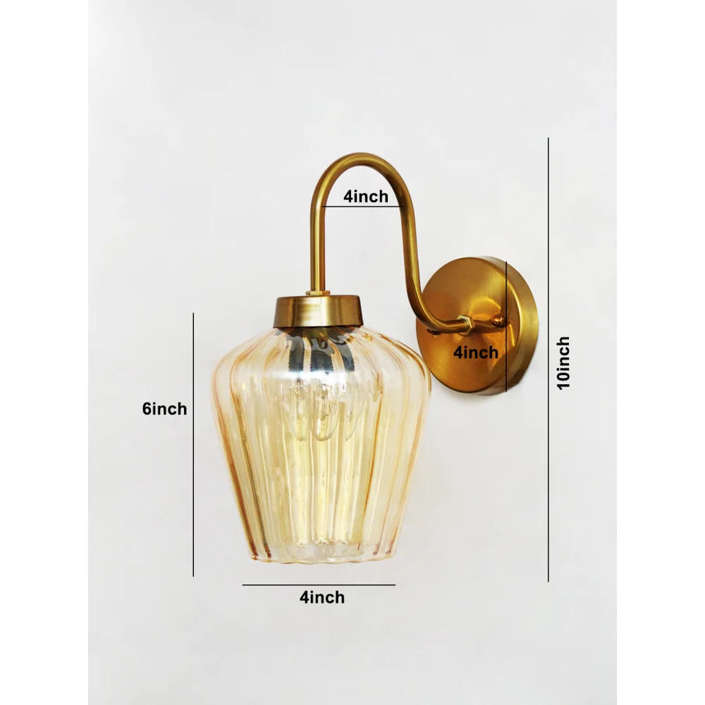 Fluted Gold Down Tulip Shape Brass Wall Light with E27 Holder | SKE-140063_FGDTSG-WL