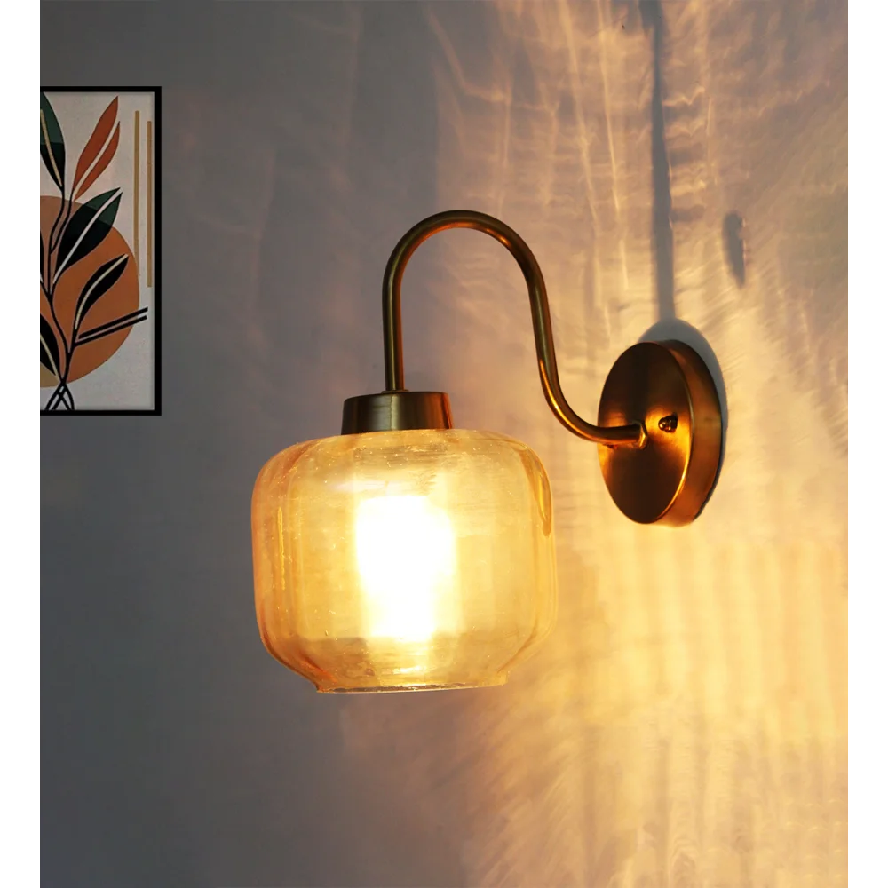 Modern Amber Round Cylinder Glass Wall Lamp | SKE-140063-MARCG-WL