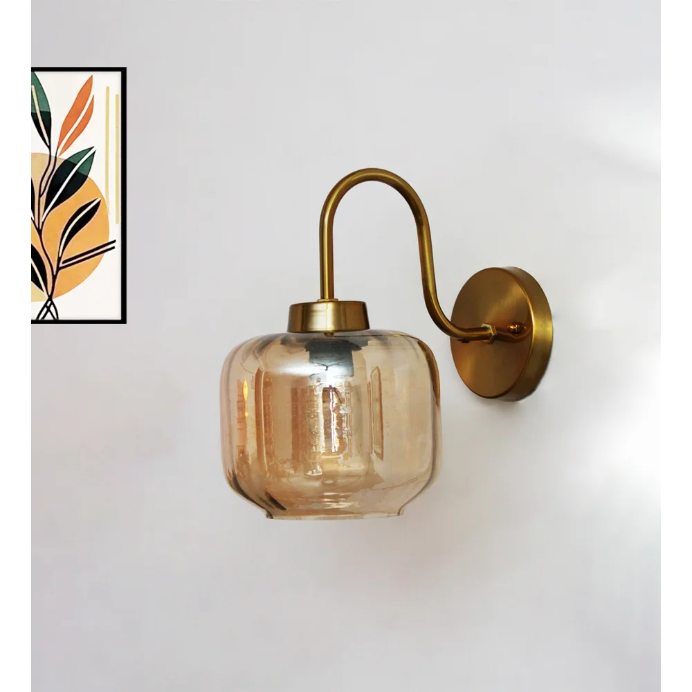 Modern Amber Round Cylinder Glass Wall Lamp | SKE-140063-MARCG-WL