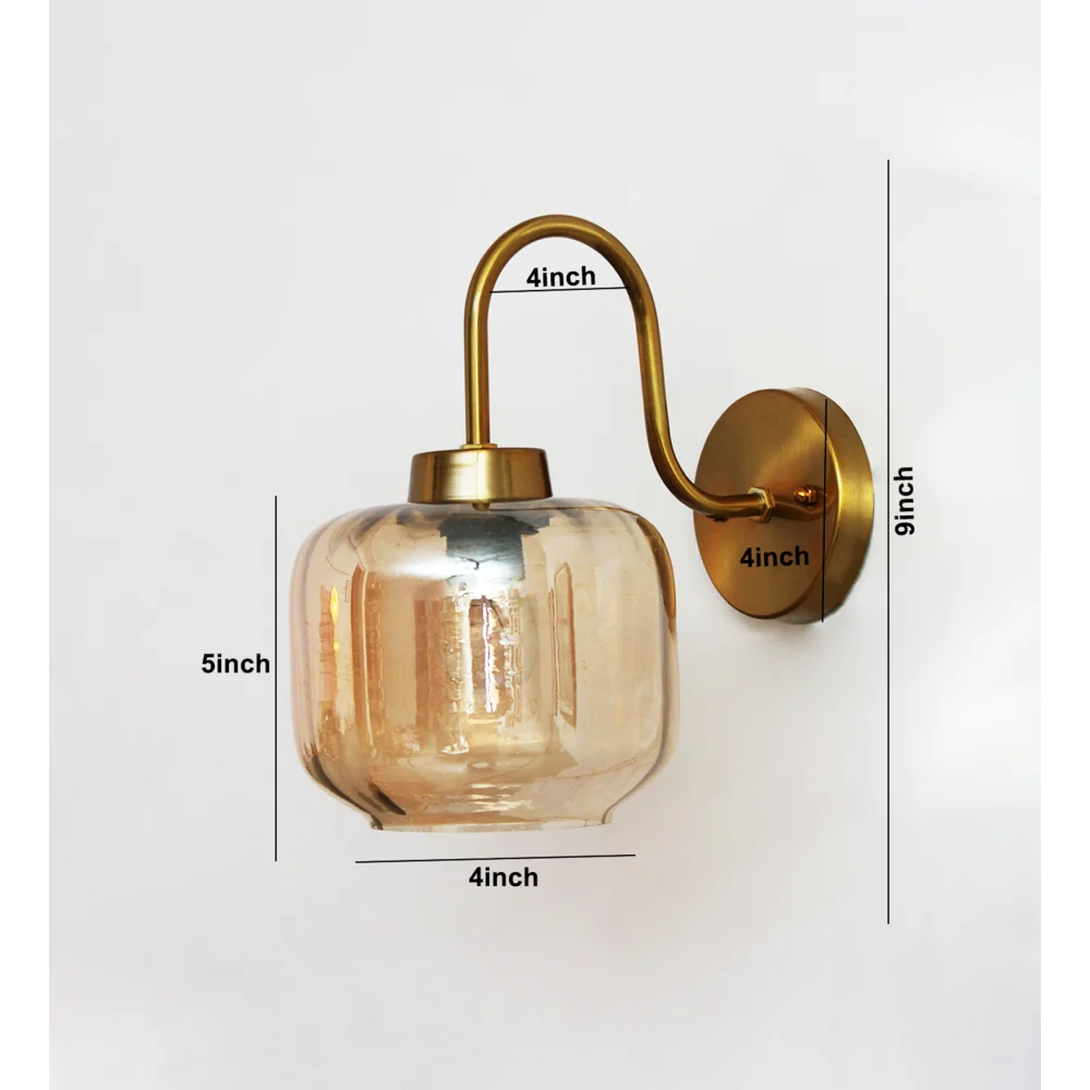 Modern Amber Round Cylinder Glass Wall Lamp | SKE-140063-MARCG-WL