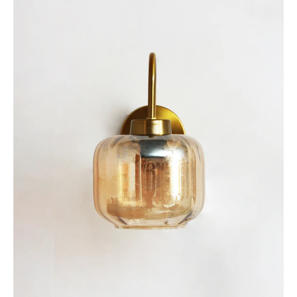 Modern Amber Round Cylinder Glass Wall Lamp | SKE-140063-MARCG-WL