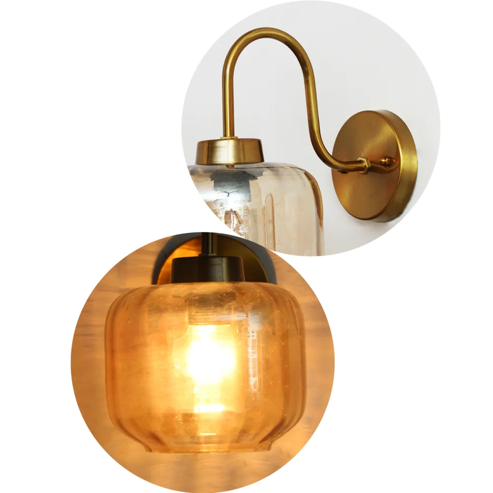 Modern Amber Round Cylinder Glass Wall Lamp | SKE-140063-MARCG-WL