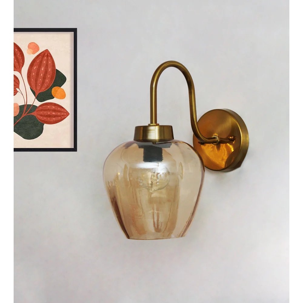 Modern Down Curved Vase Shape Glass Wall Sconce | SKE-140063-MDCVS-WL