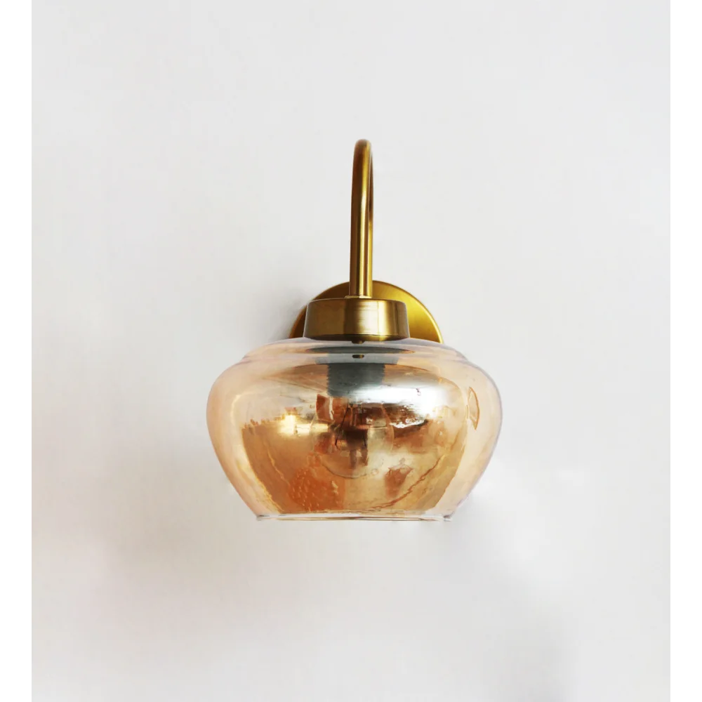 Bowl Shape Glass Wall Sconce With Antique Curved Arm | SKE-140063-BSCA-WL