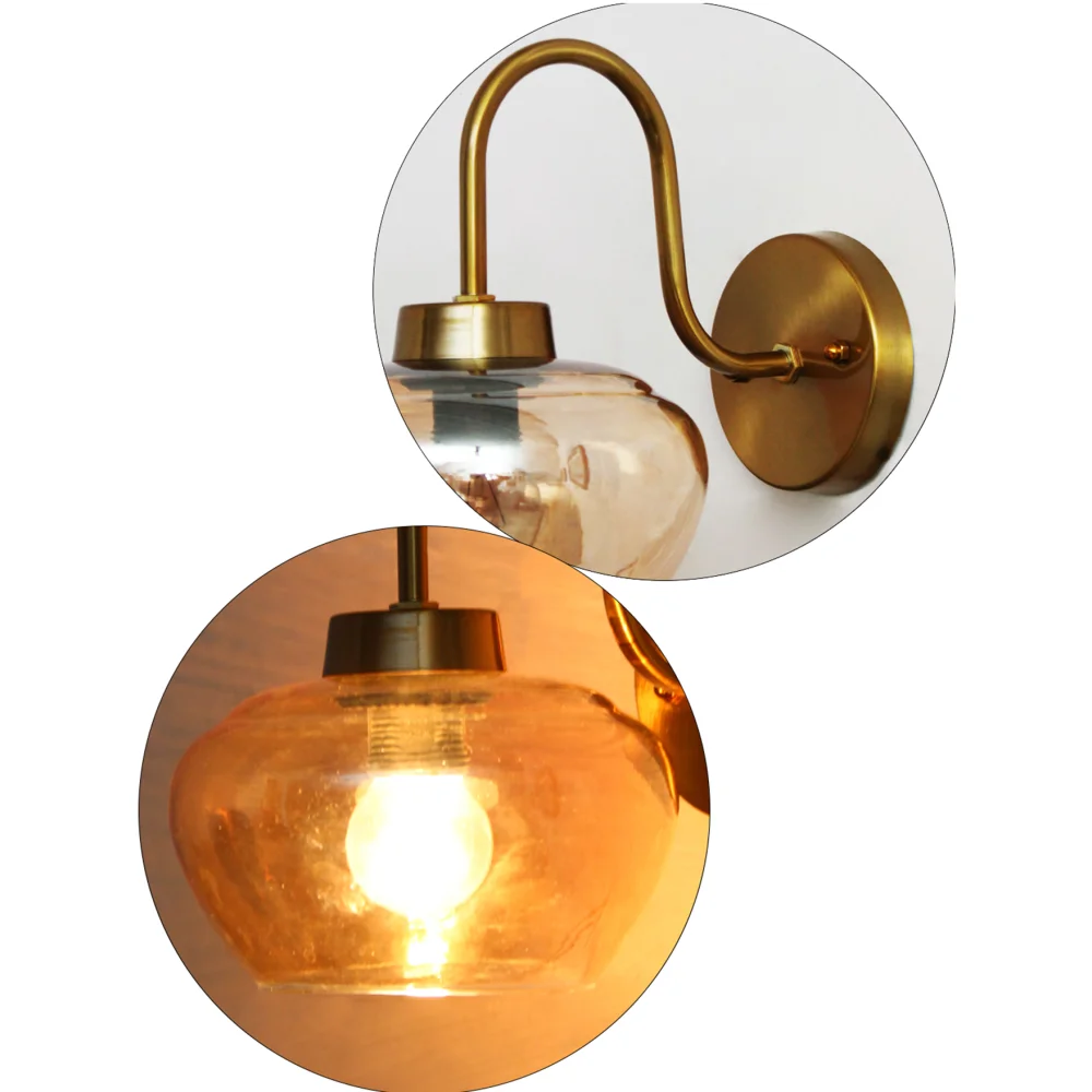 Bowl Shape Glass Wall Sconce With Antique Curved Arm | SKE-140063-BSCA-WL