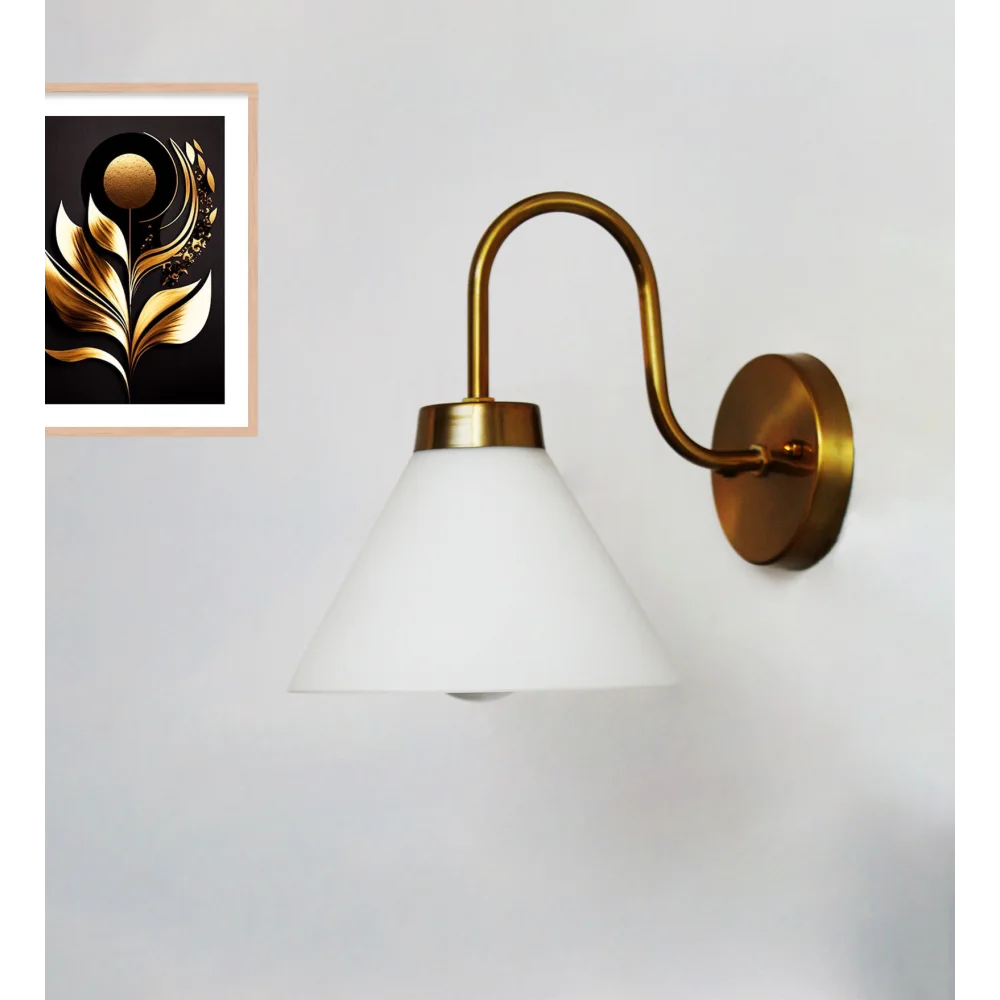 Cone Shape Wall Sconce With Brass Curve Holder | SKE-140063-CSBC-WL