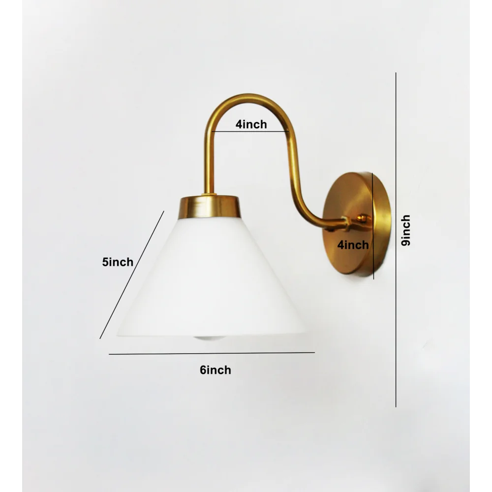 Cone Shape Wall Sconce With Brass Curve Holder | SKE-140063-CSBC-WL