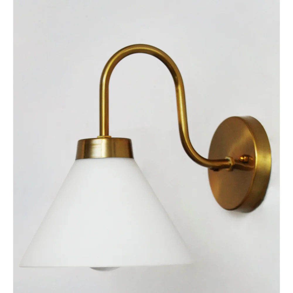 Cone Shape Wall Sconce With Brass Curve Holder | SKE-140063-CSBC-WL