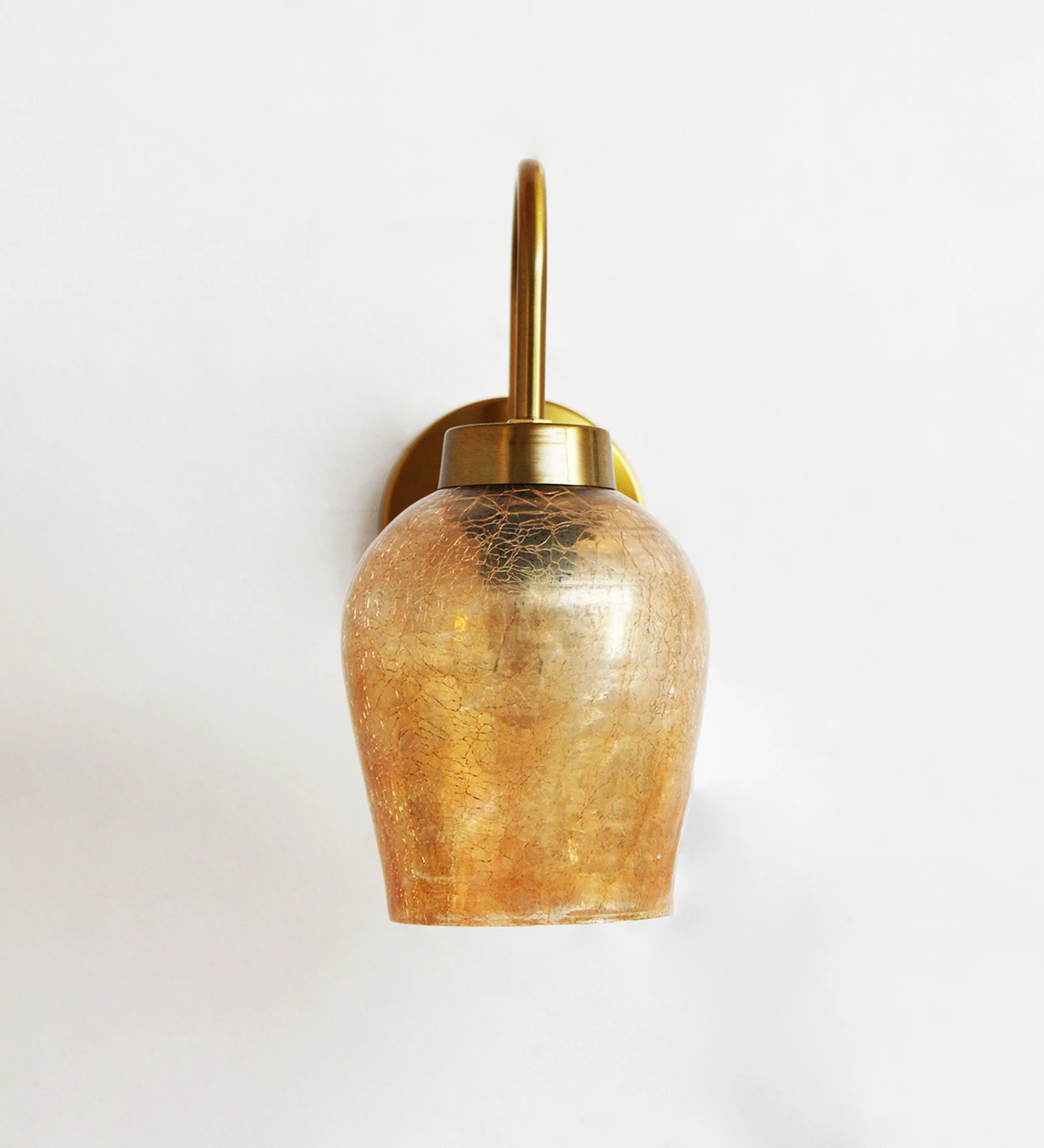 Amber Crackle Glass Wall Light With Down Curved Arm | SKE-140063-ACG-WL