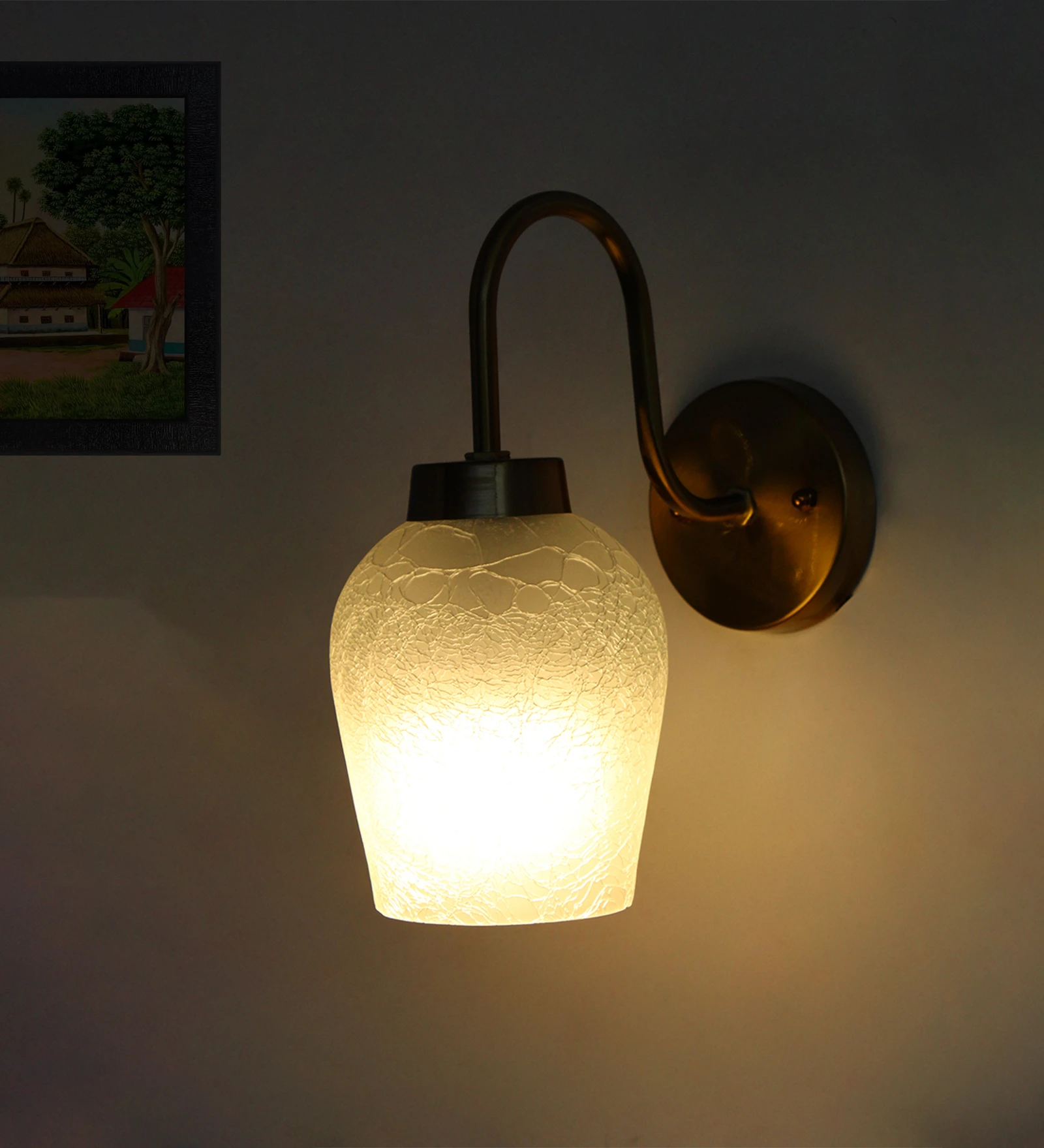 Standard Down Curve Vintage Frosted Glass Wall Light | SKE-140063-SDCVFG-WL