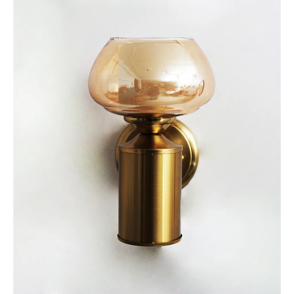 Amber Kachori Glass Shade with Brushed Brass Wall Sconce | SKE-140036-AKGS