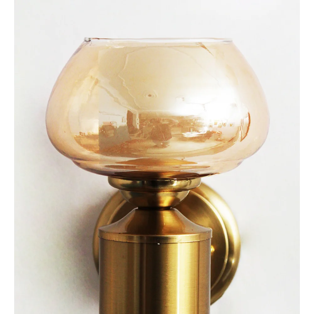 Amber Kachori Glass Shade with Brushed Brass Wall Sconce | SKE-140036-AKGS