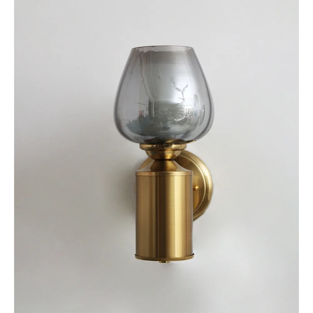 Vintage Brass Wall Light with Smoked Glass Globe | SKE-140036-VSGG
