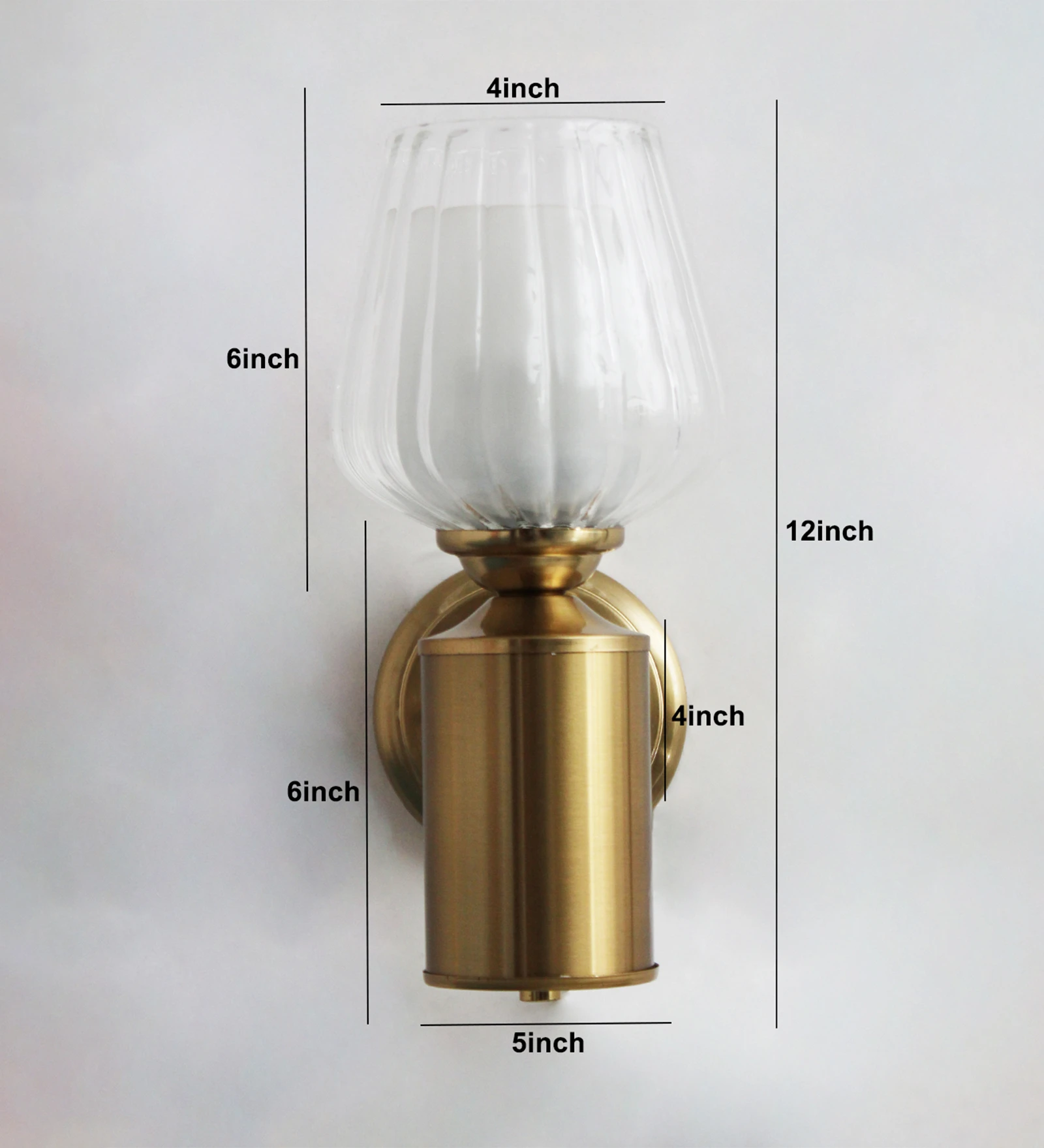 Clear Tulip Glass Brass Wall Mounting Light | SKE-140036-CTGM