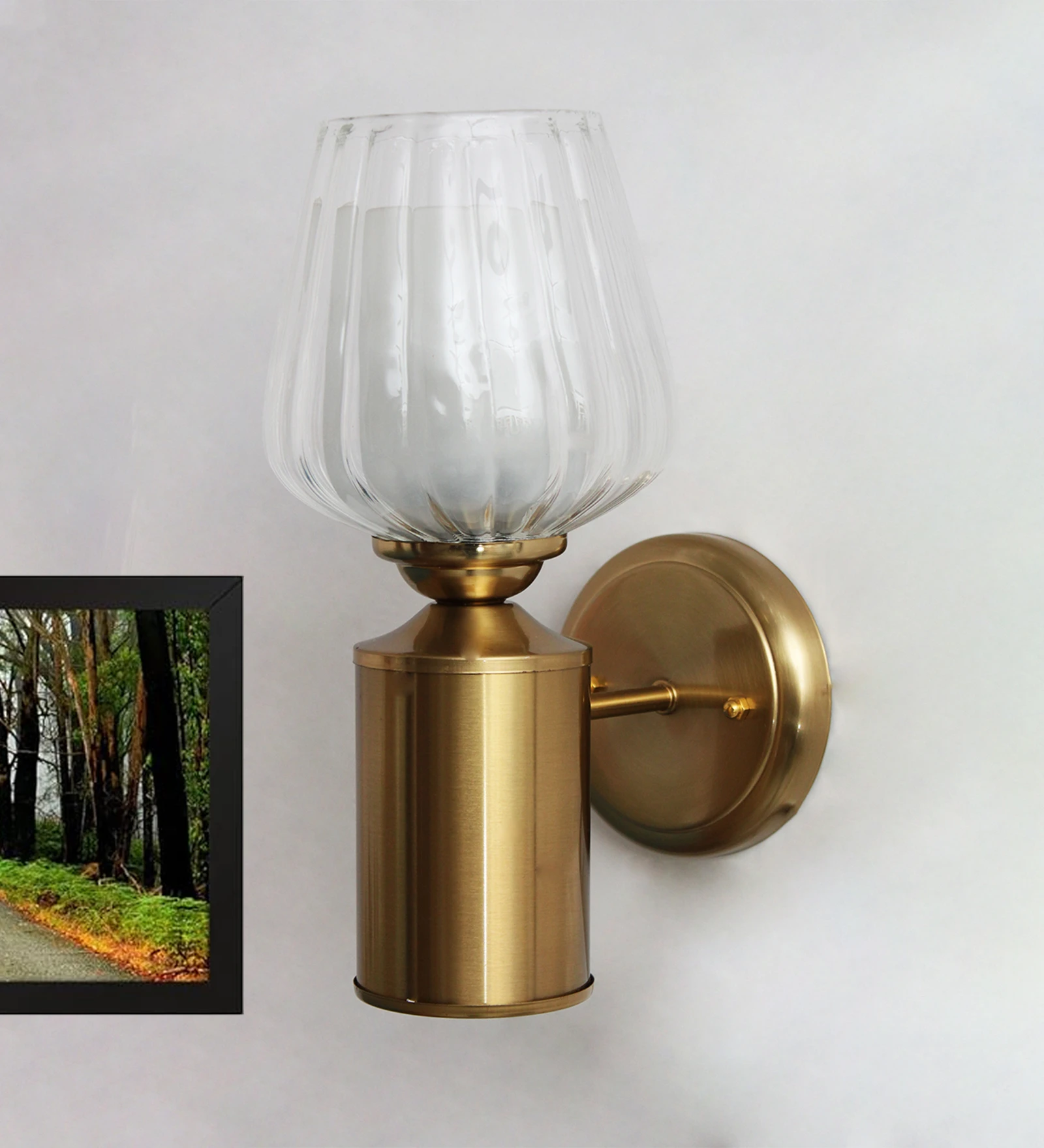 Clear Tulip Glass Brass Wall Mounting Light | SKE-140036-CTGM