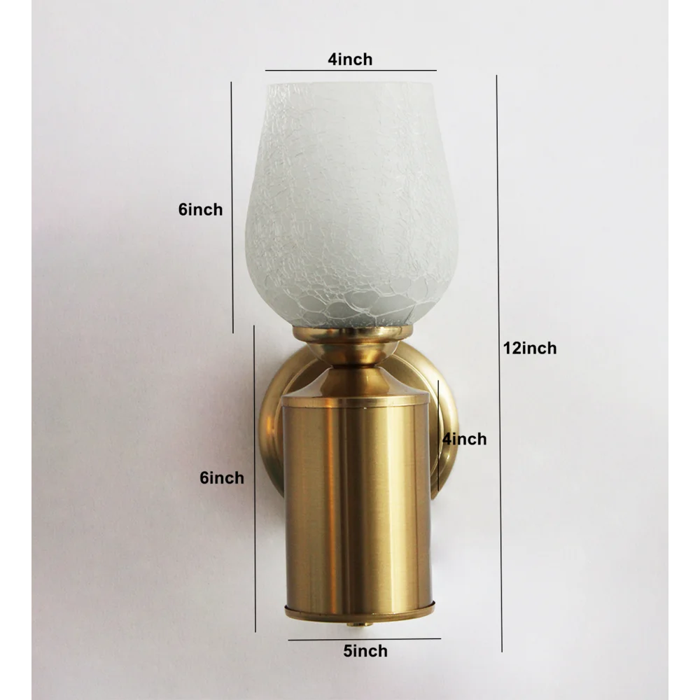 Vintage Brass Wall Sconce with Crackle Glass Shade | SKE-140036-VWSC