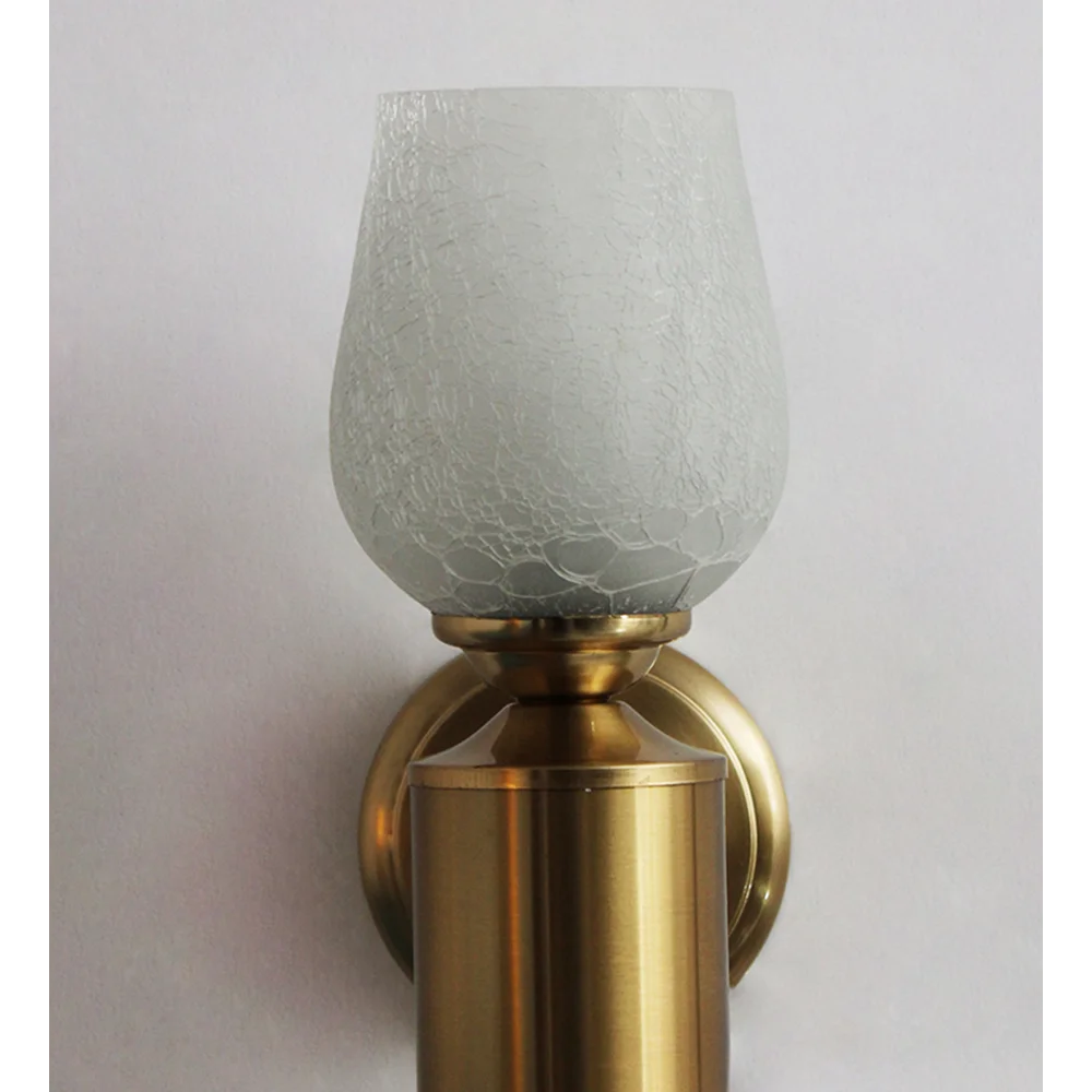 Vintage Brass Wall Sconce with Crackle Glass Shade | SKE-140036-VWSC