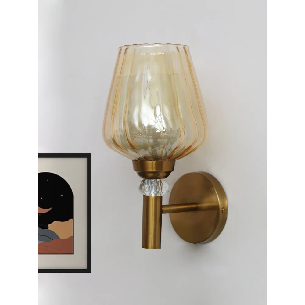 Petal-Shaped Amber Gold Glass Wall Light | SKE-140041-PSAG