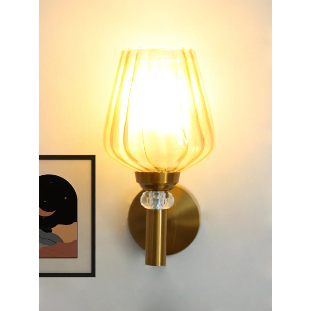 Petal-Shaped Amber Gold Glass Wall Light | SKE-140041-PSAG
