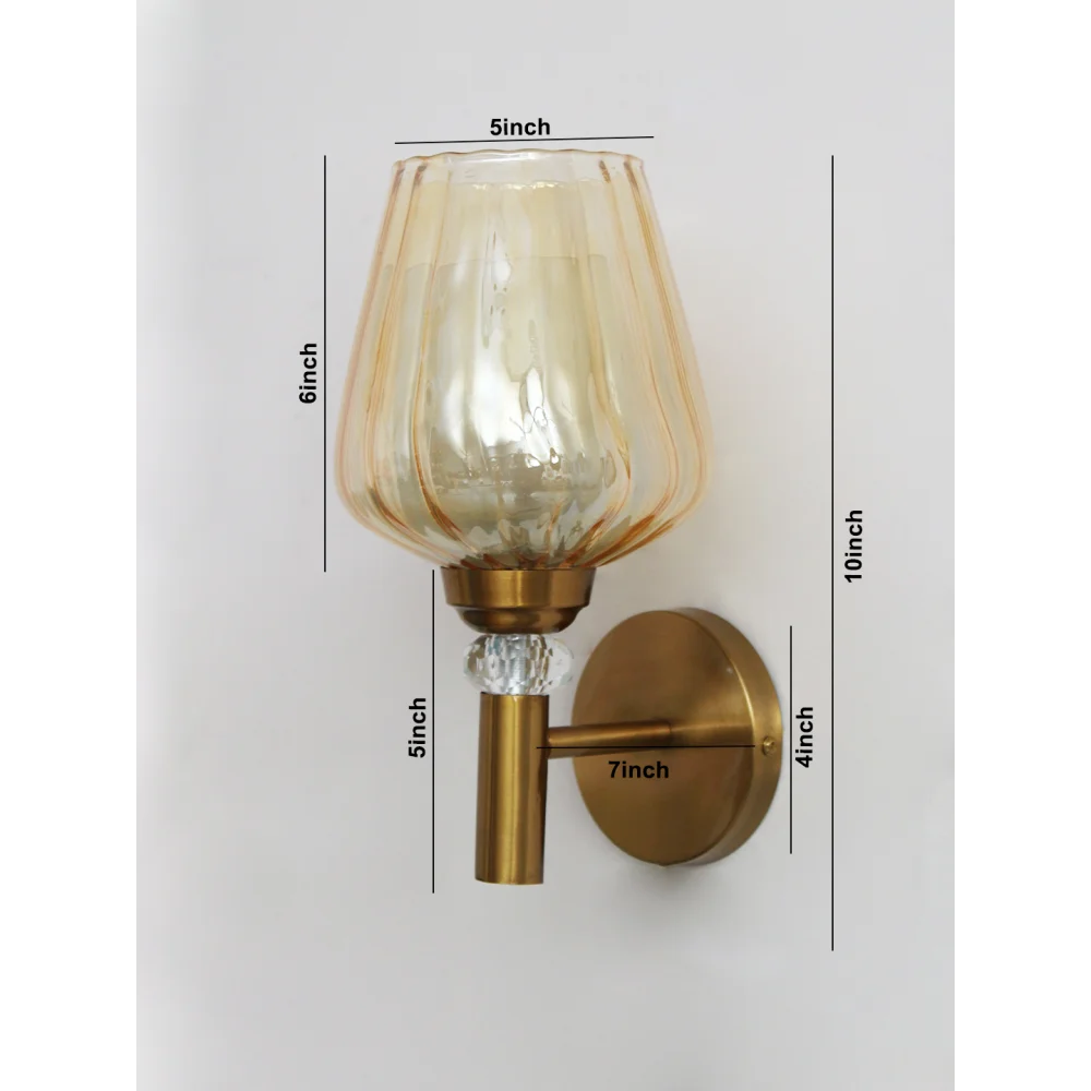 Petal-Shaped Amber Gold Glass Wall Light | SKE-140041-PSAG
