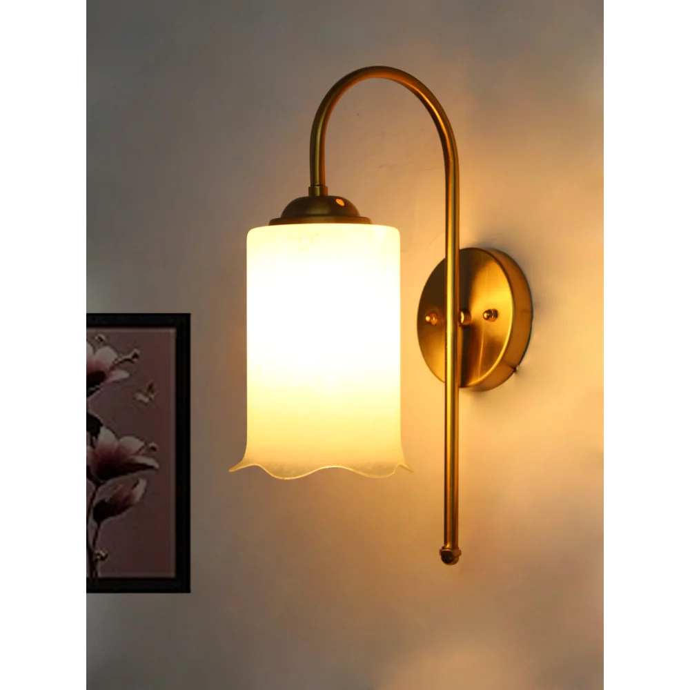 Elegant Flower Bell Shade Brass Wall Light | SKE-140012-EBFS