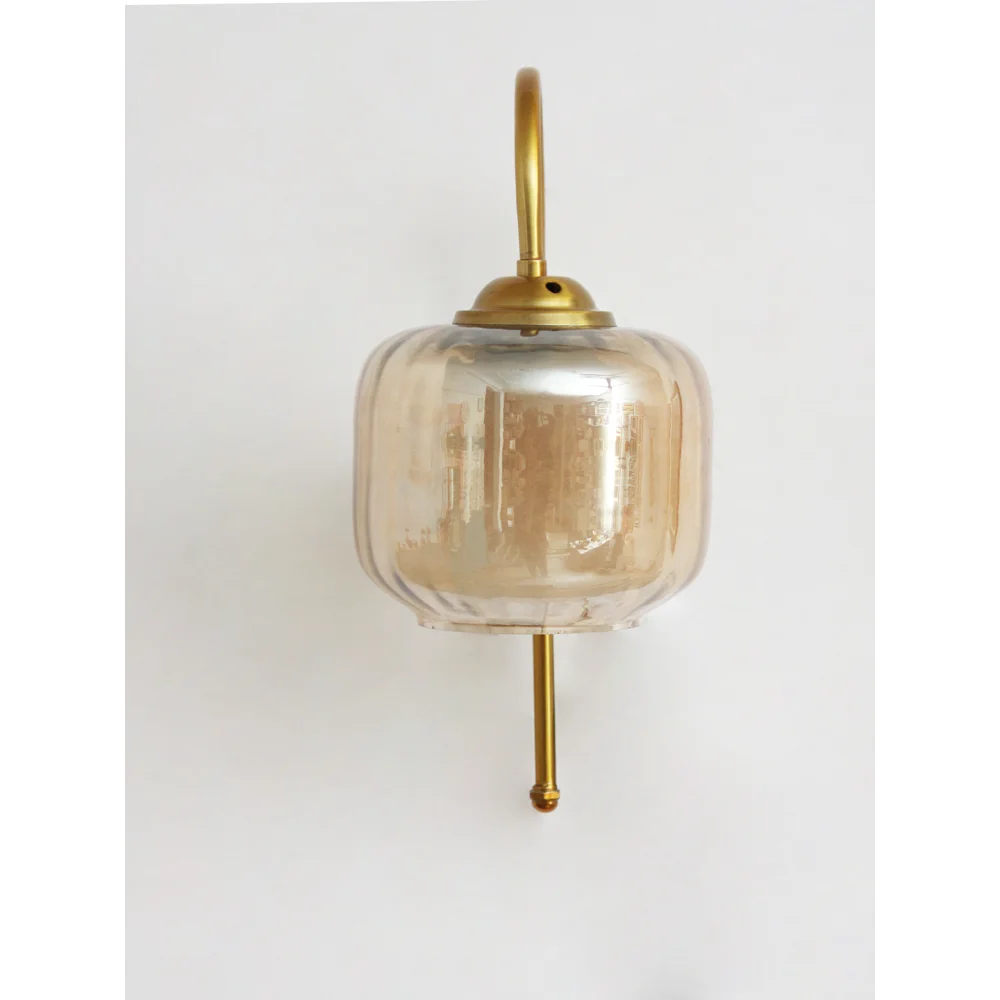Curved Brass Gooseneck Glass Wall Light | SKE-140012-CBGS