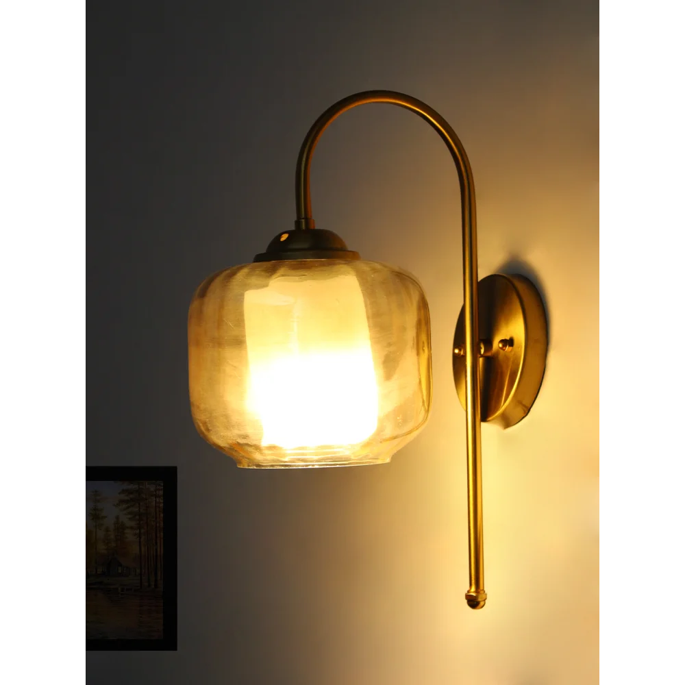 Curved Brass Gooseneck Glass Wall Light | SKE-140012-CBGS