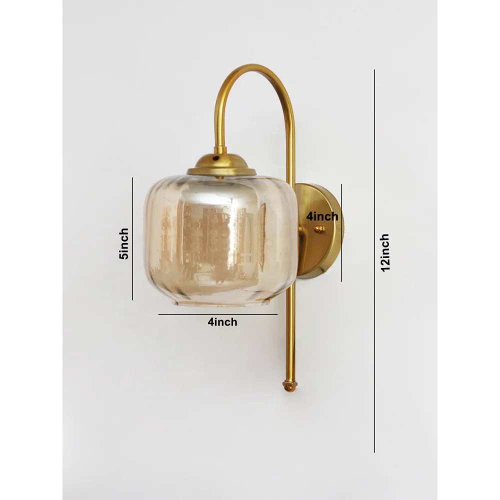 Curved Brass Gooseneck Glass Wall Light | SKE-140012-CBGS