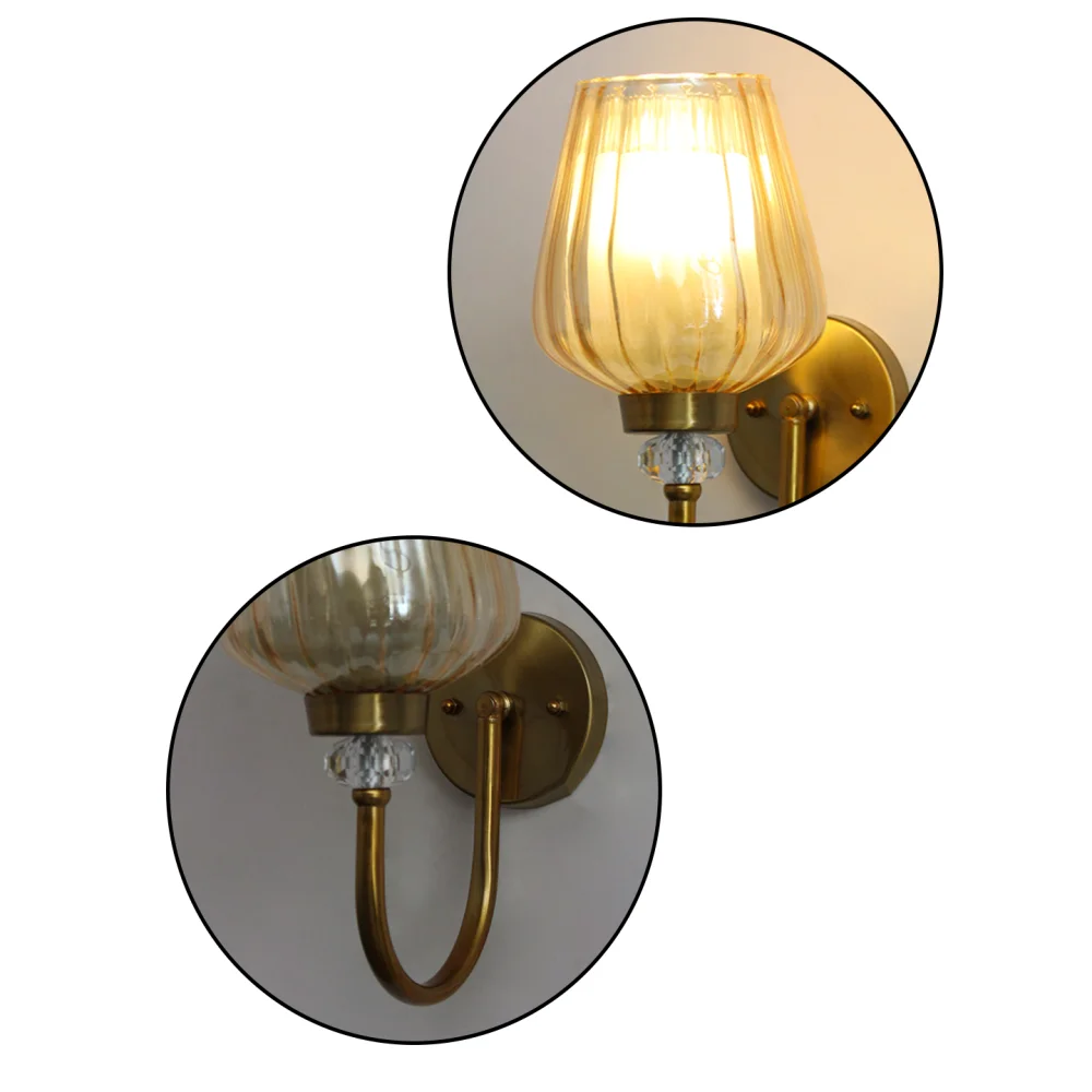Fluted Gold Tulip Glass Wall Sconce – Brass Finish | SKE-140043-FGTG