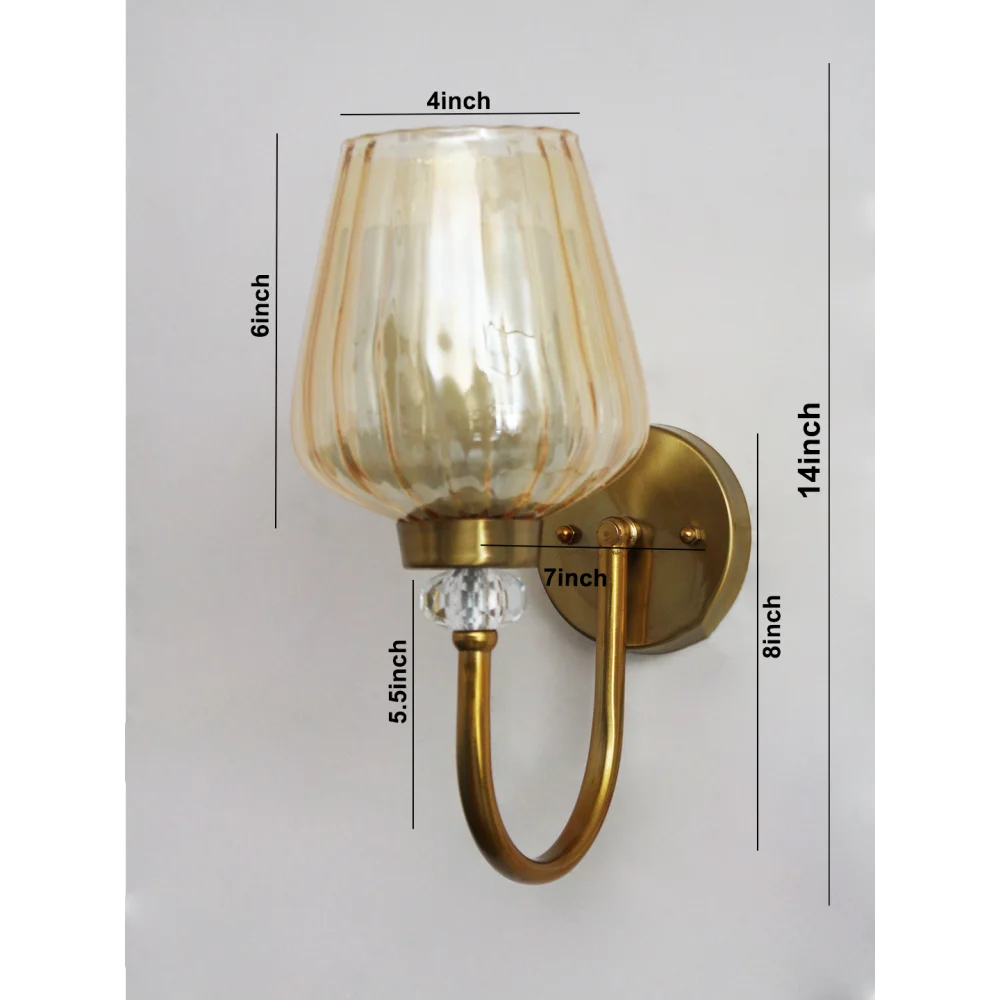 Fluted Gold Tulip Glass Wall Sconce – Brass Finish | SKE-140043-FGTG