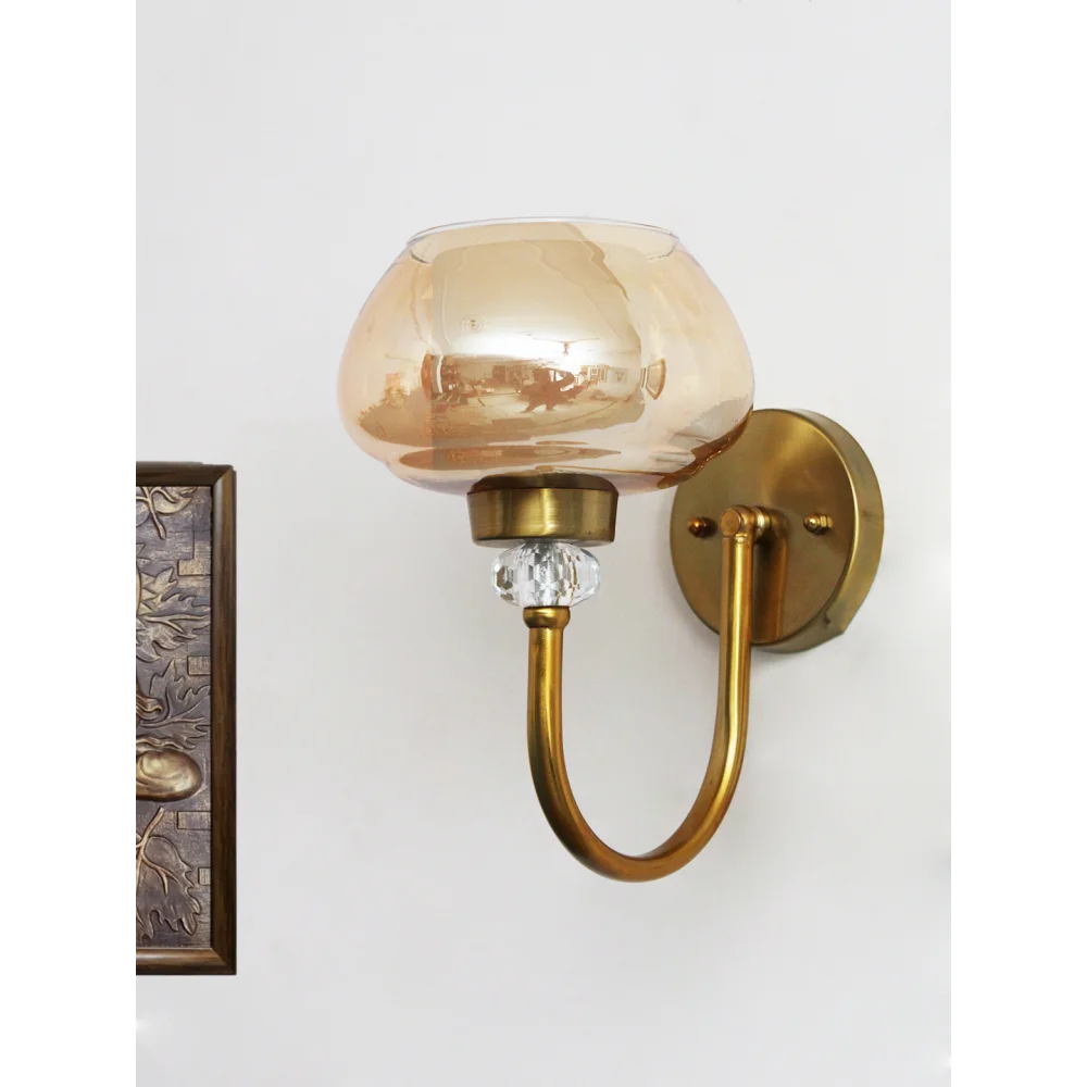 Amber Rounded Bowl Glass Wall Sconce | SKE-140043-RBW