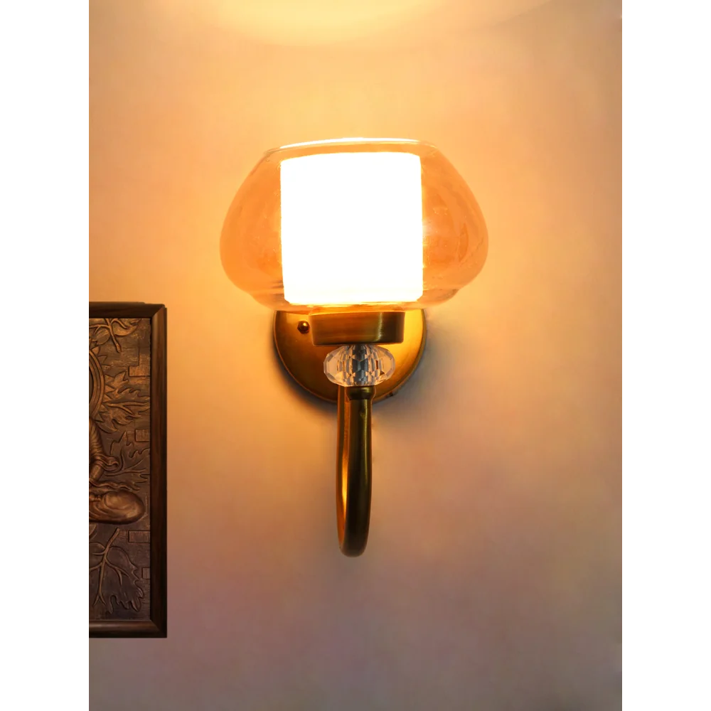 Amber Rounded Bowl Glass Wall Sconce | SKE-140043-RBW