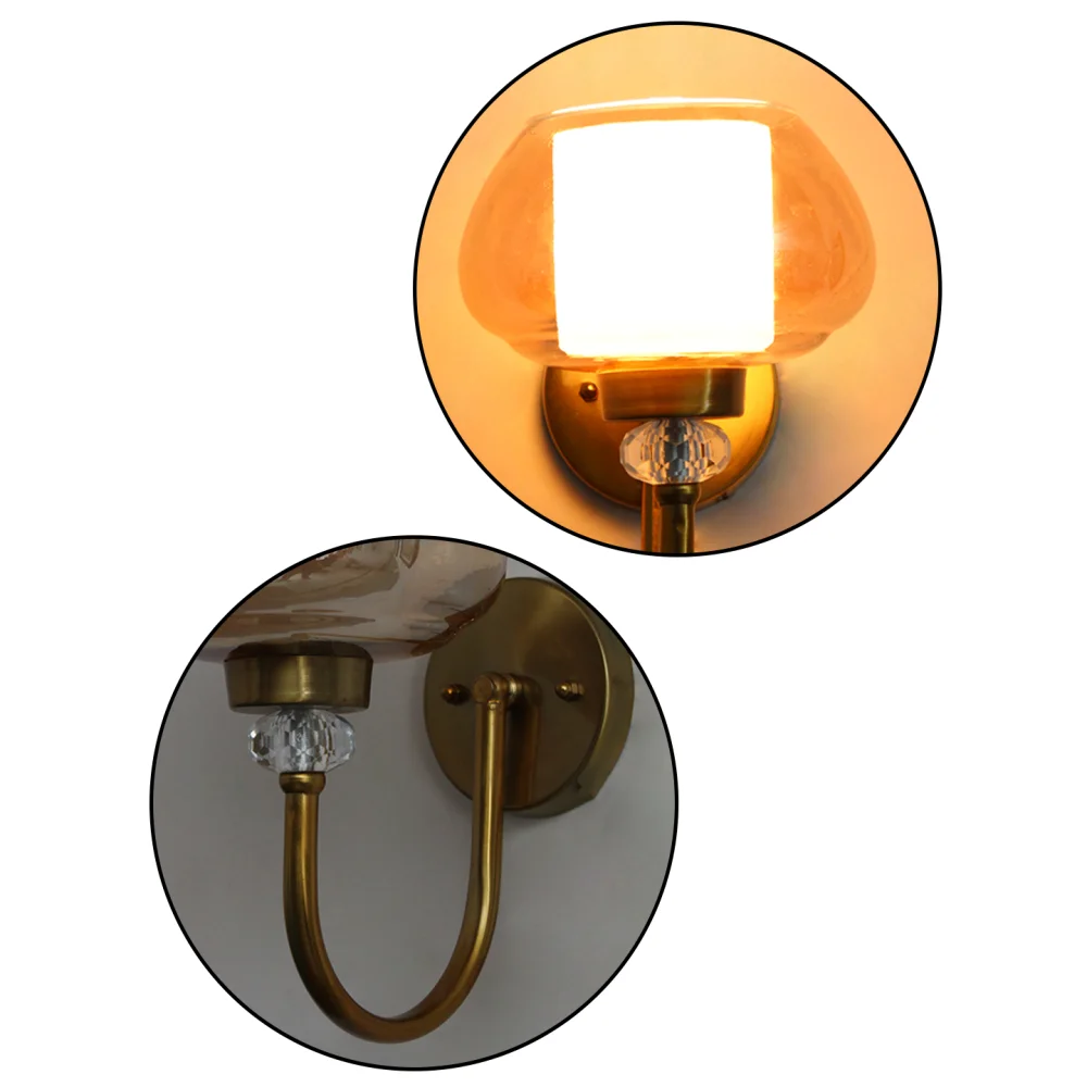 Amber Rounded Bowl Glass Wall Sconce | SKE-140043-RBW
