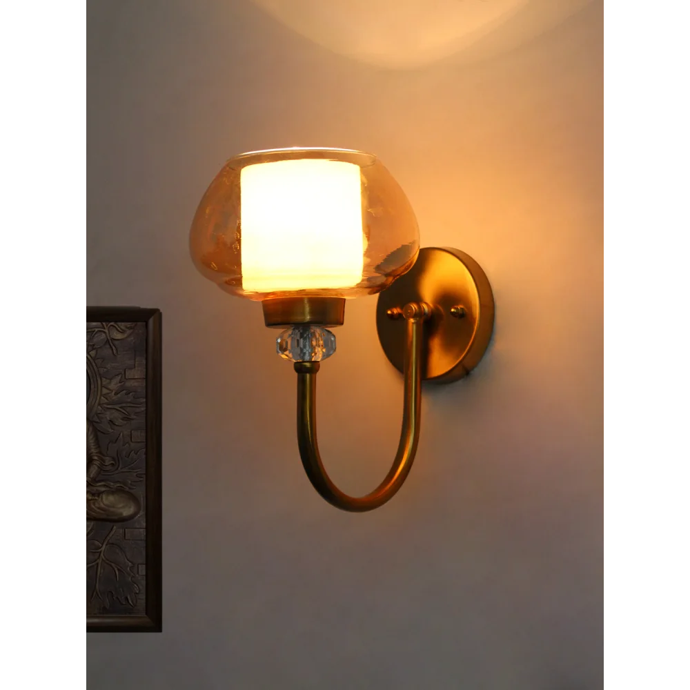 Amber Rounded Bowl Glass Wall Sconce | SKE-140043-RBW