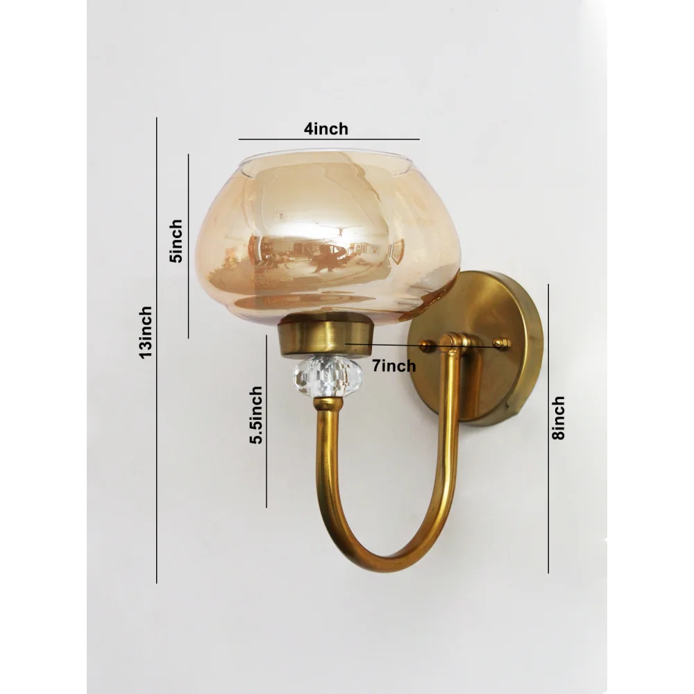 Amber Rounded Bowl Glass Wall Sconce | SKE-140043-RBW