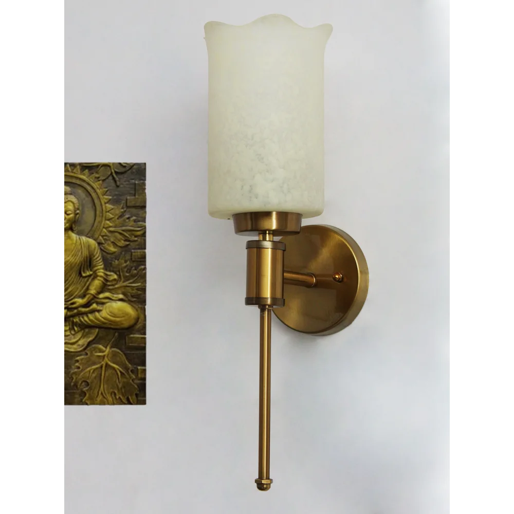 Cylindrical Flower Glass Wall Sconce – Brass Finish | SKE-140010-CFG