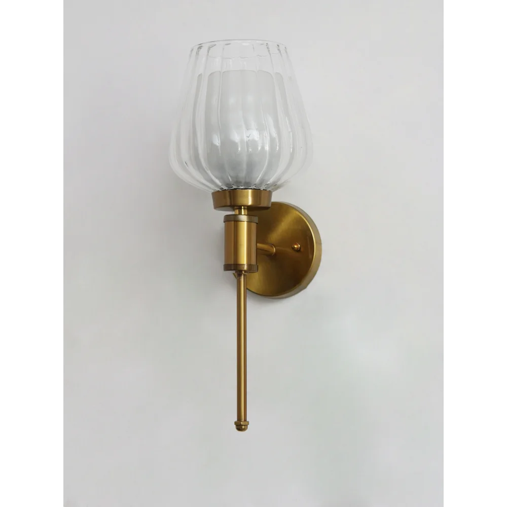 Modern Ribbed Clear Tulip Glass Wall Sconce | SKE-140010-CGTS
