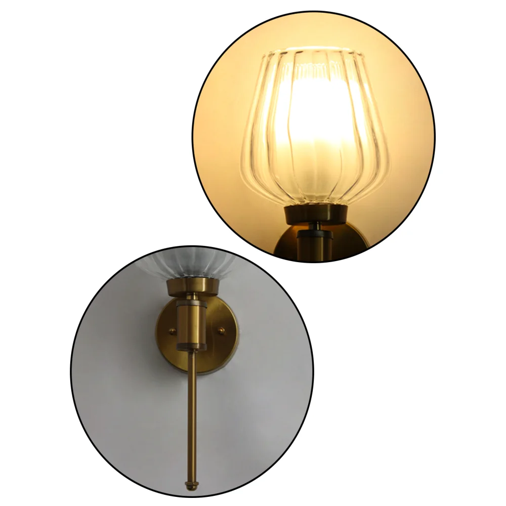 Modern Ribbed Clear Tulip Glass Wall Sconce | SKE-140010-CGTS