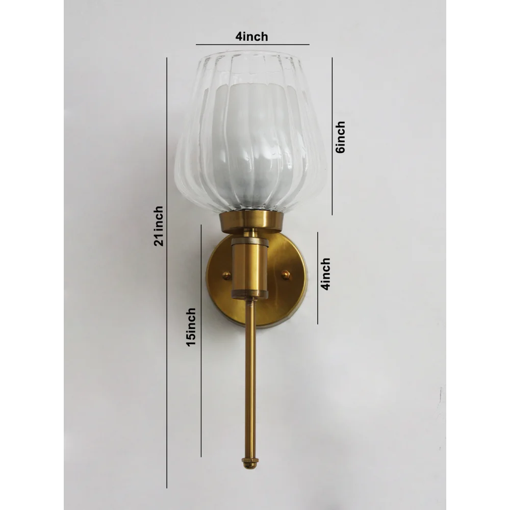 Modern Ribbed Clear Tulip Glass Wall Sconce | SKE-140010-CGTS