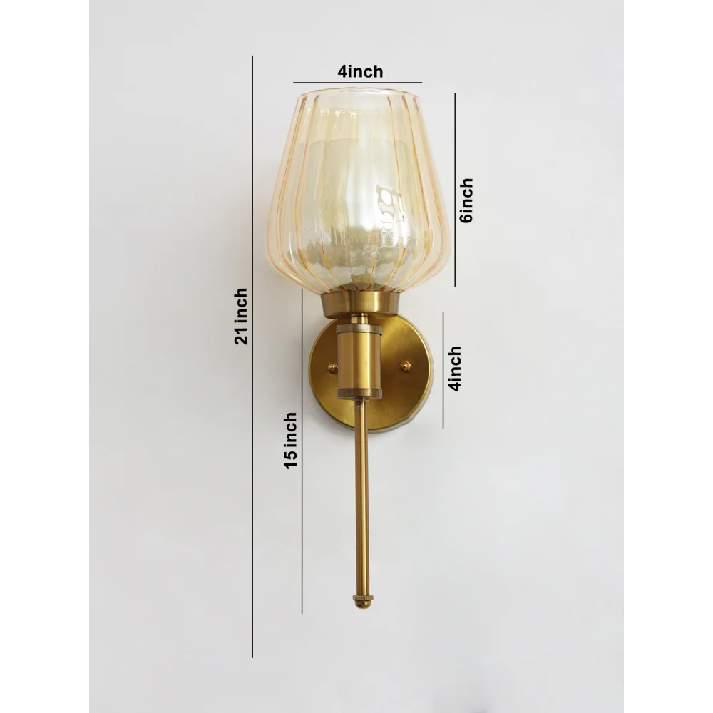 Modern Ribbed Gold Tulip Glass Wall Sconce | SKE-140010-RGTS