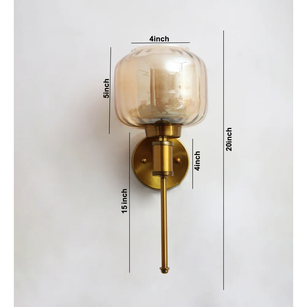 Classic Amber Square Brass Wall Sconce | SKE-140010-CAGS