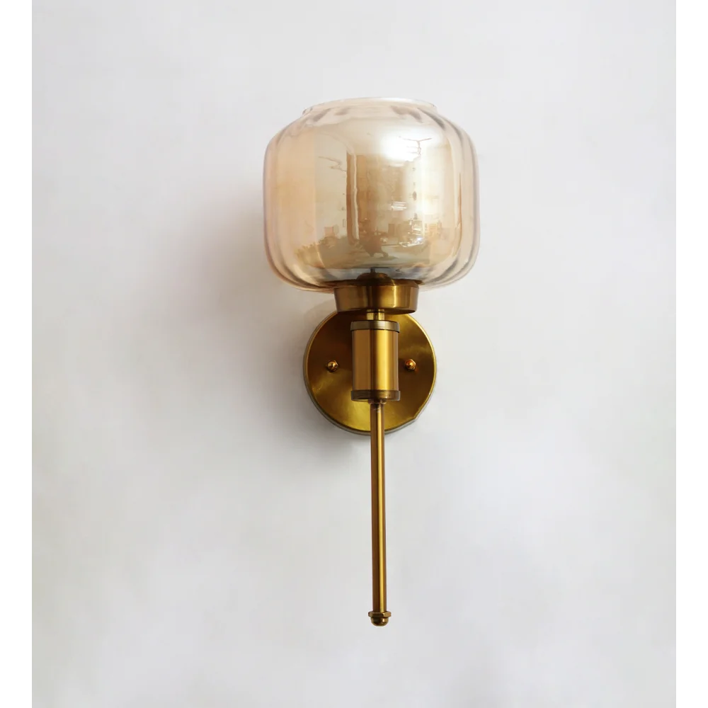 Classic Amber Square Brass Wall Sconce | SKE-140010-CAGS
