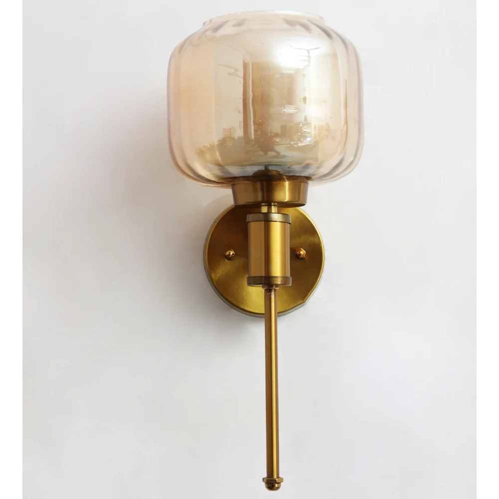 Classic Amber Square Brass Wall Sconce | SKE-140010-CAGS