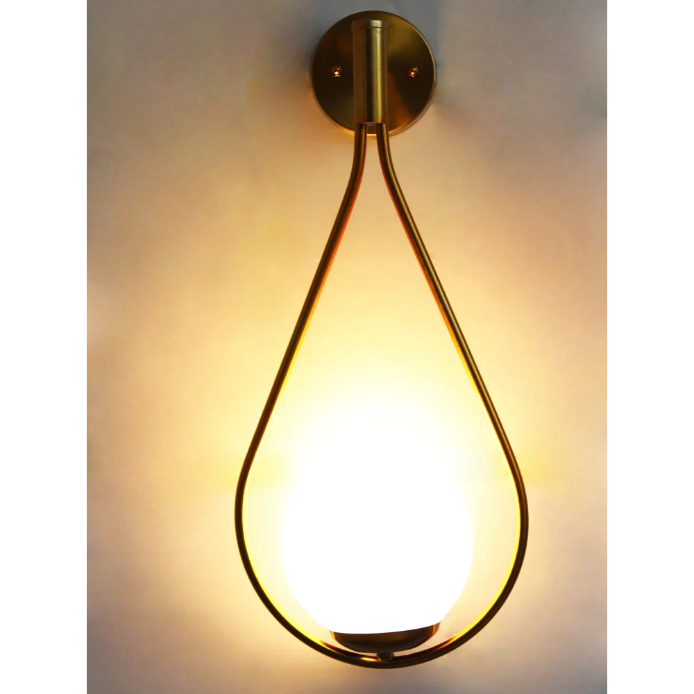 Modern Brass Wall Light – Frosted Globe Sconce | SKE-140062