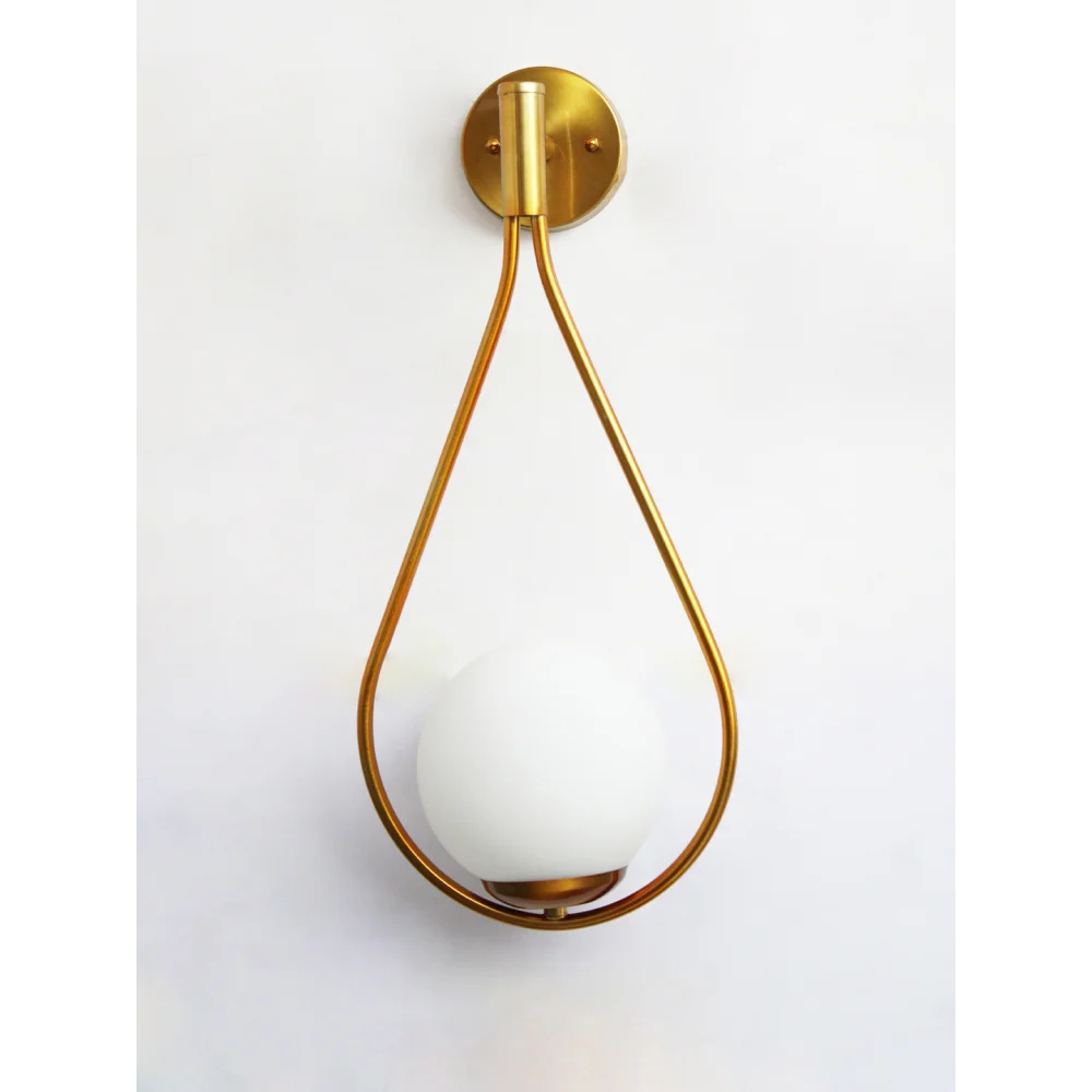 Modern Brass Wall Light – Frosted Globe Sconce | SKE-140062