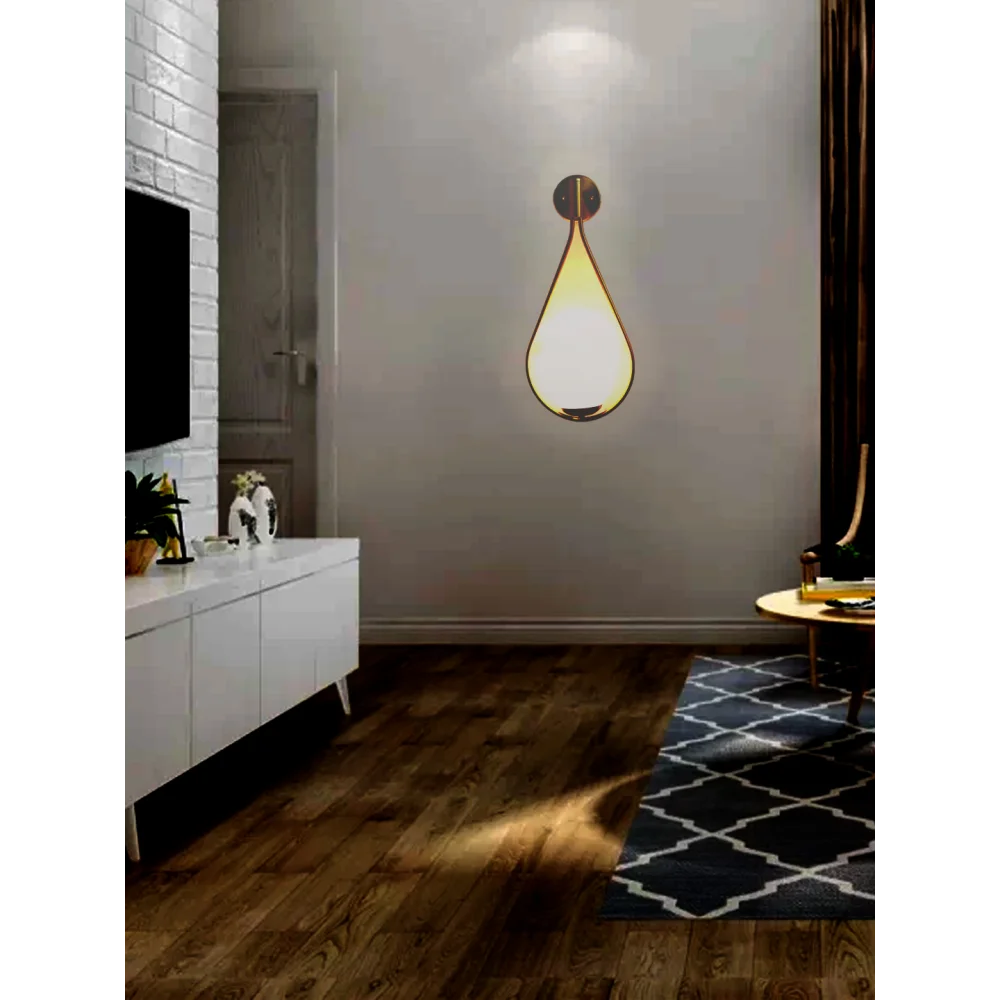 Modern Brass Wall Light – Frosted Globe Sconce | SKE-140062
