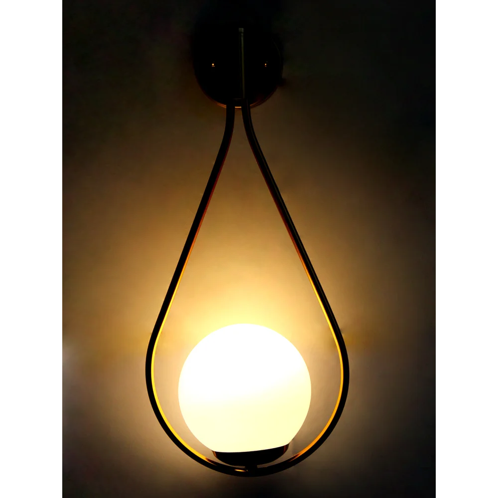 Modern Brass Wall Light – Frosted Globe Sconce | SKE-140062