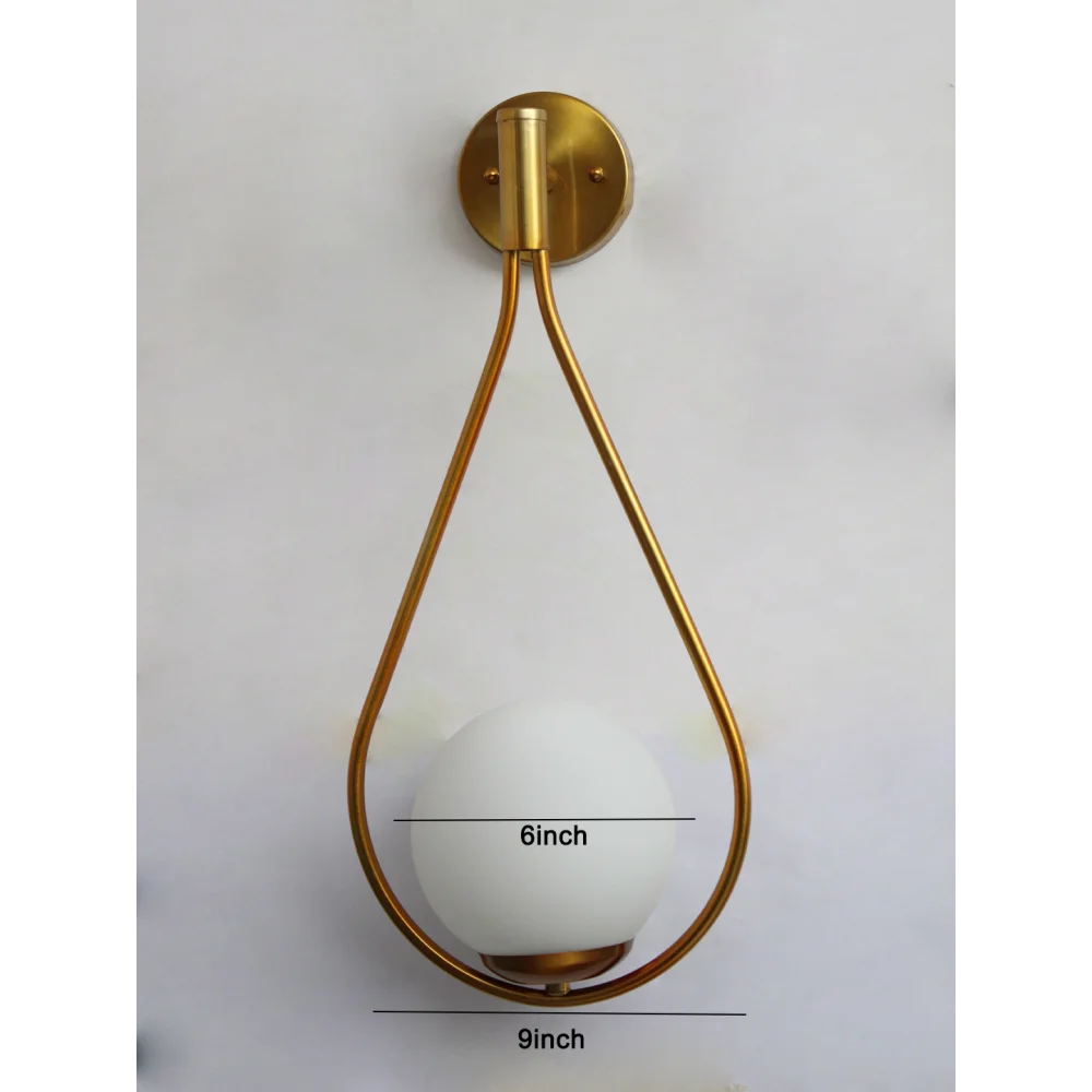 Modern Brass Wall Light – Frosted Globe Sconce | SKE-140062