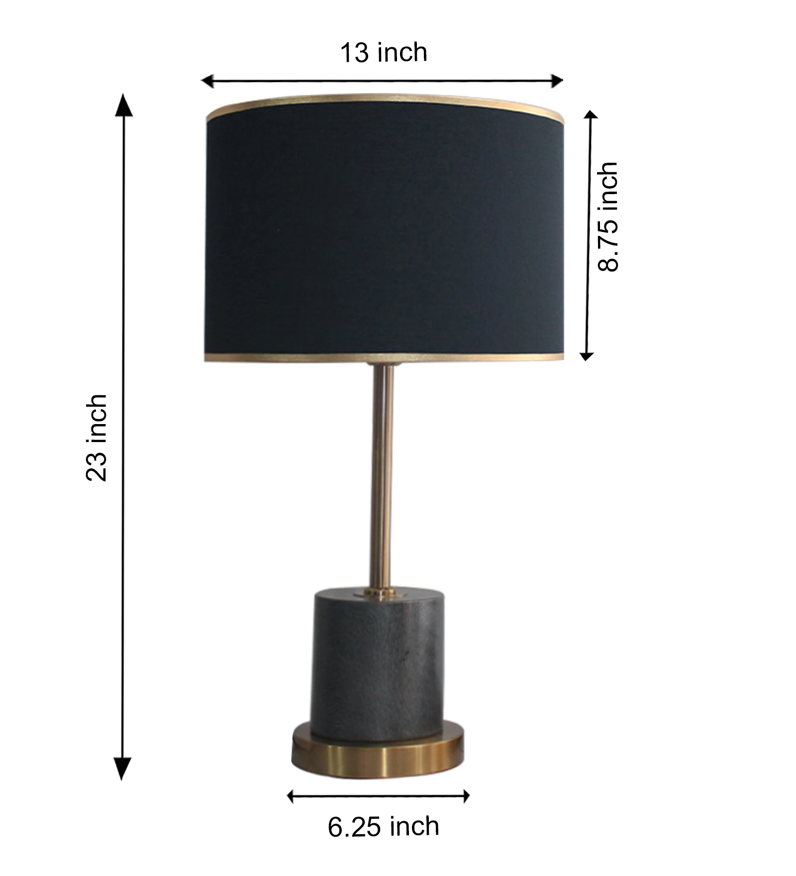 Black Shade Table Lamp Marble Base Design | SKE - 150002/ Black